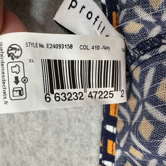 Profile by Gottex Let It Be Wrap Dress Womens L Orange Navy E24093158 V-neck SS - Picture 16 of 16